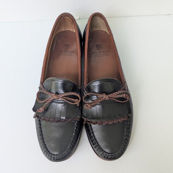 Allen Edmonds Woodstock Double Kiltie Leather Loafers 10.5 Men\'s Black Brown main image 11